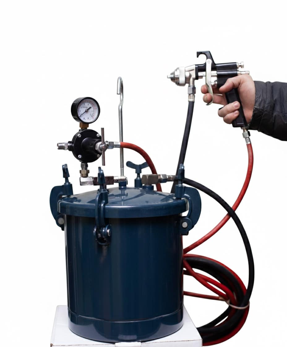 Sprayguntank1 Rezervor de vopsea sub presiune în set cu pistol de vopsit profesional - imagine 1